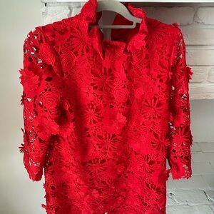 Red Guipure Lace Daphne Dress TUCKERNUCK